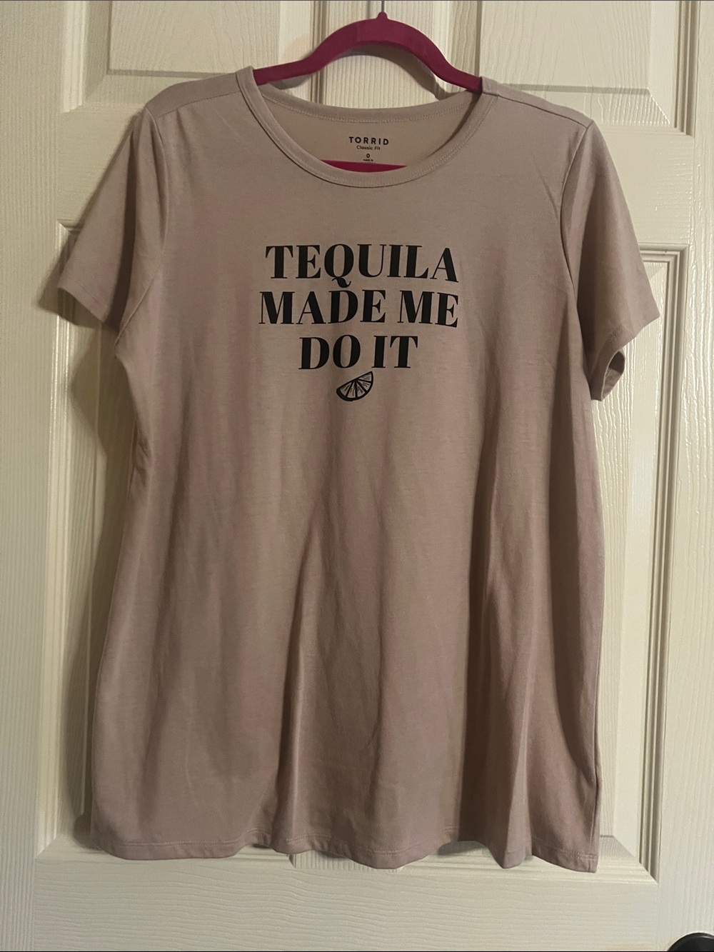 torrid Taupe Graphic Tee with Black Text